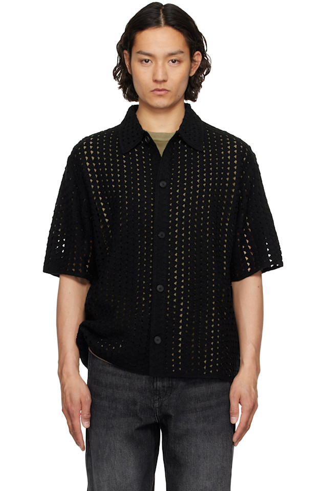 

Рубашка в технике пойнтелле Solid Homme, черный