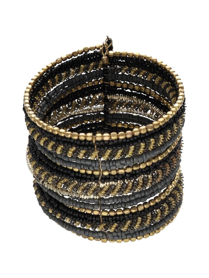 

IZIA Женский жемчужный браслет-манжета в черно-золотом многоцветном исполнении