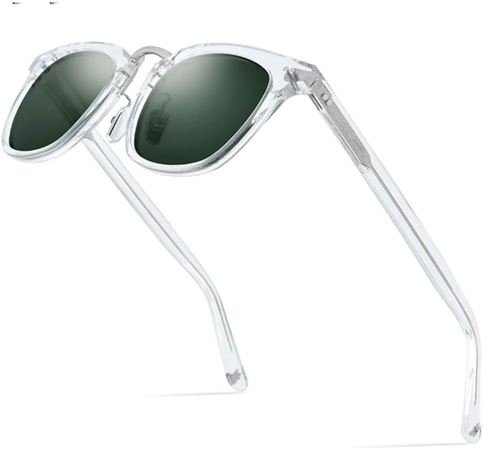 

Солнцезащитные очки из ацетата с поляризацией для женщин, ретро-винтажные квадратные солнцезащитные очки с защитой от УФ-излучения UV400 для мужчин generic, Clear Dark Green