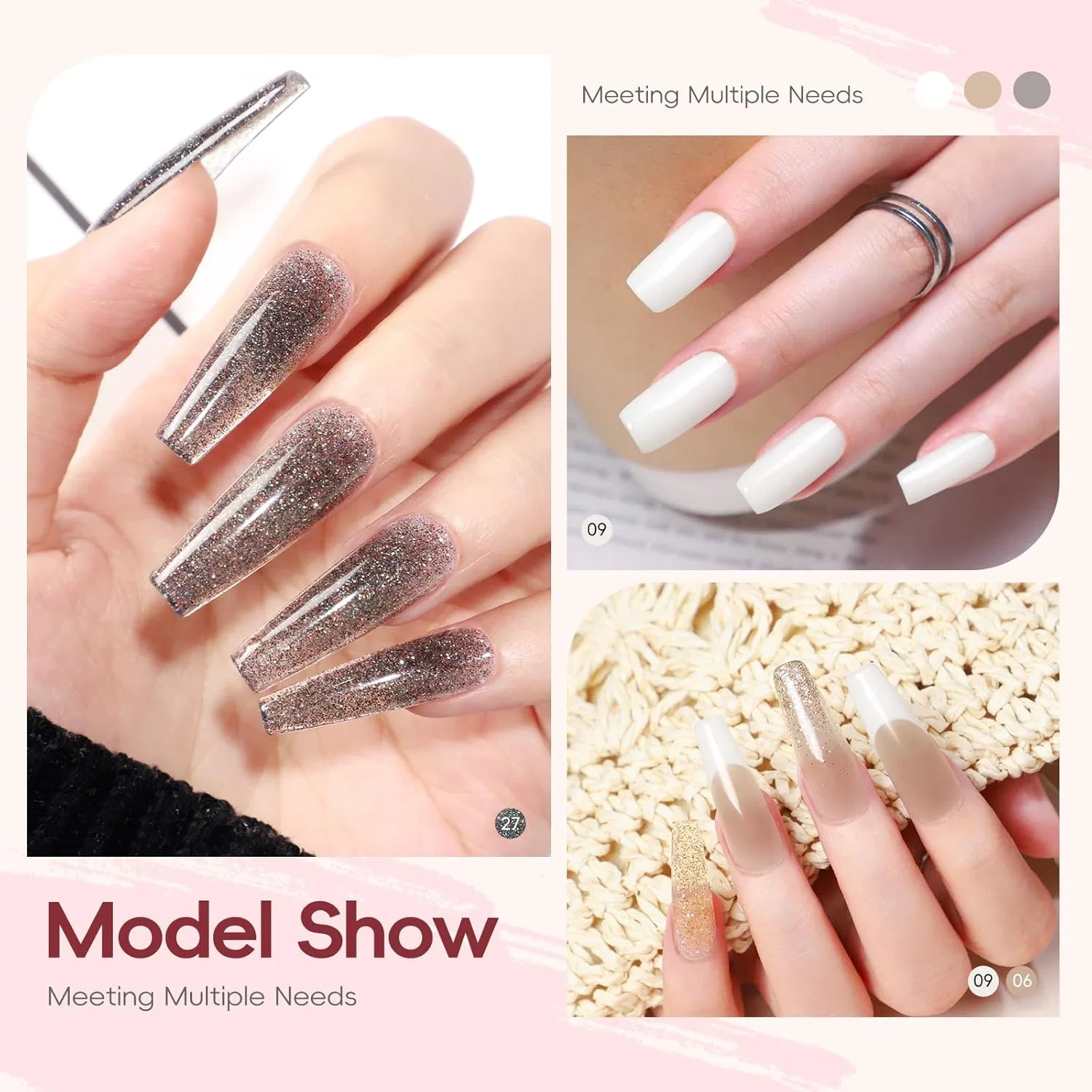 Стартовый набор для наращивания ногтей «Poly Nail Gel» от PEACECOLOR Peacecolor, 6 Colors Modern Classic Kit — фото 2