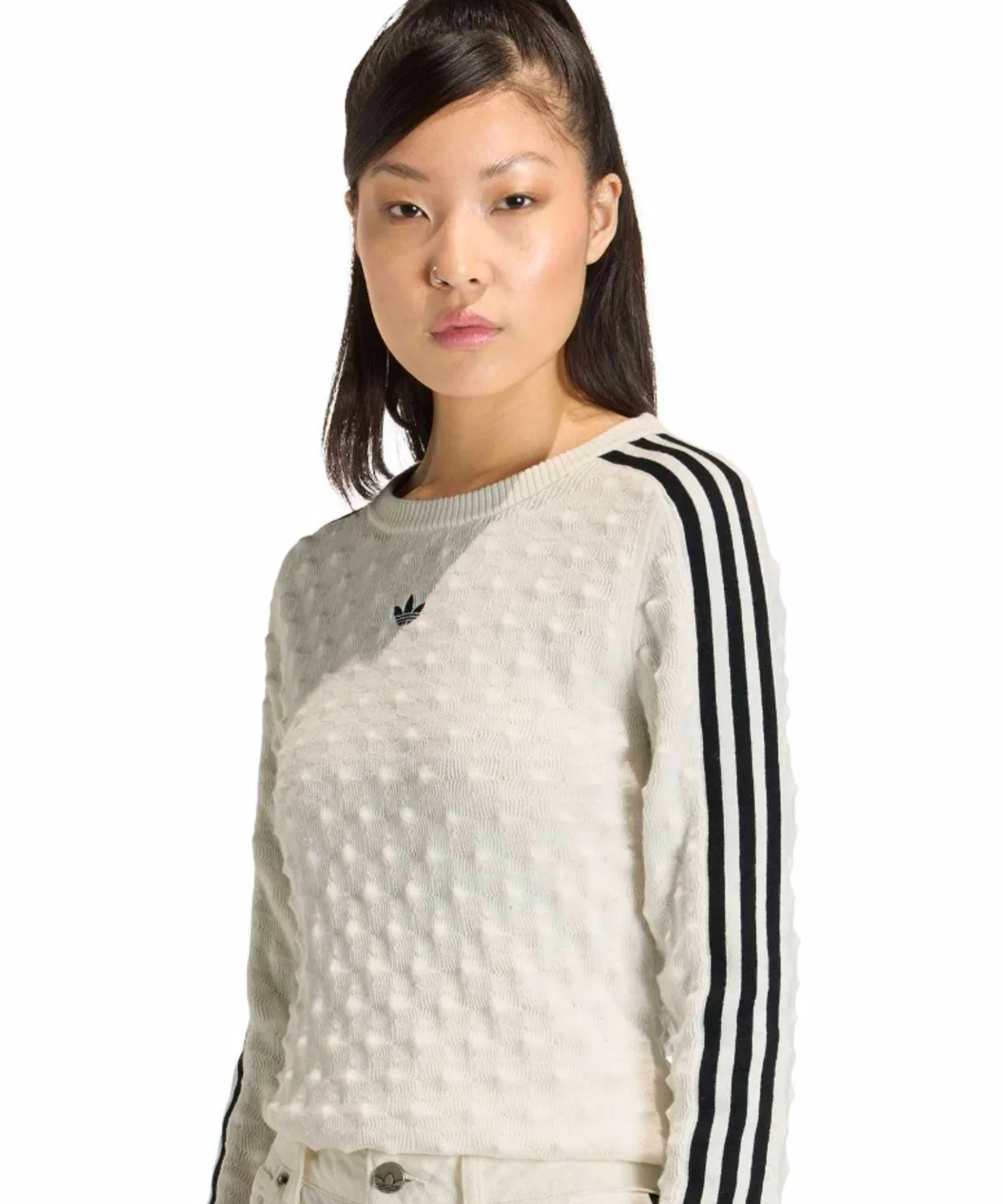 Свитшот adidas Slim Solid Spike Knit белый — фото 2
