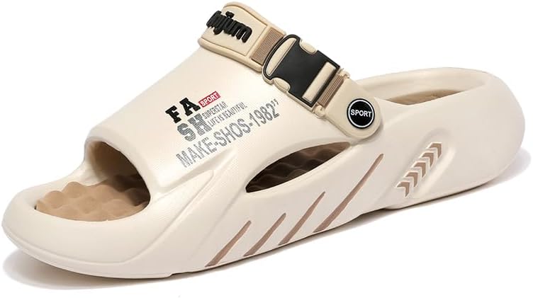 

Мужские домашние тапочки WARKTMY с мягкой подошвой, легкие, для душа, с акупрессурным эффектом и открытым носком, для ходьбы дома и на улице, коричневый