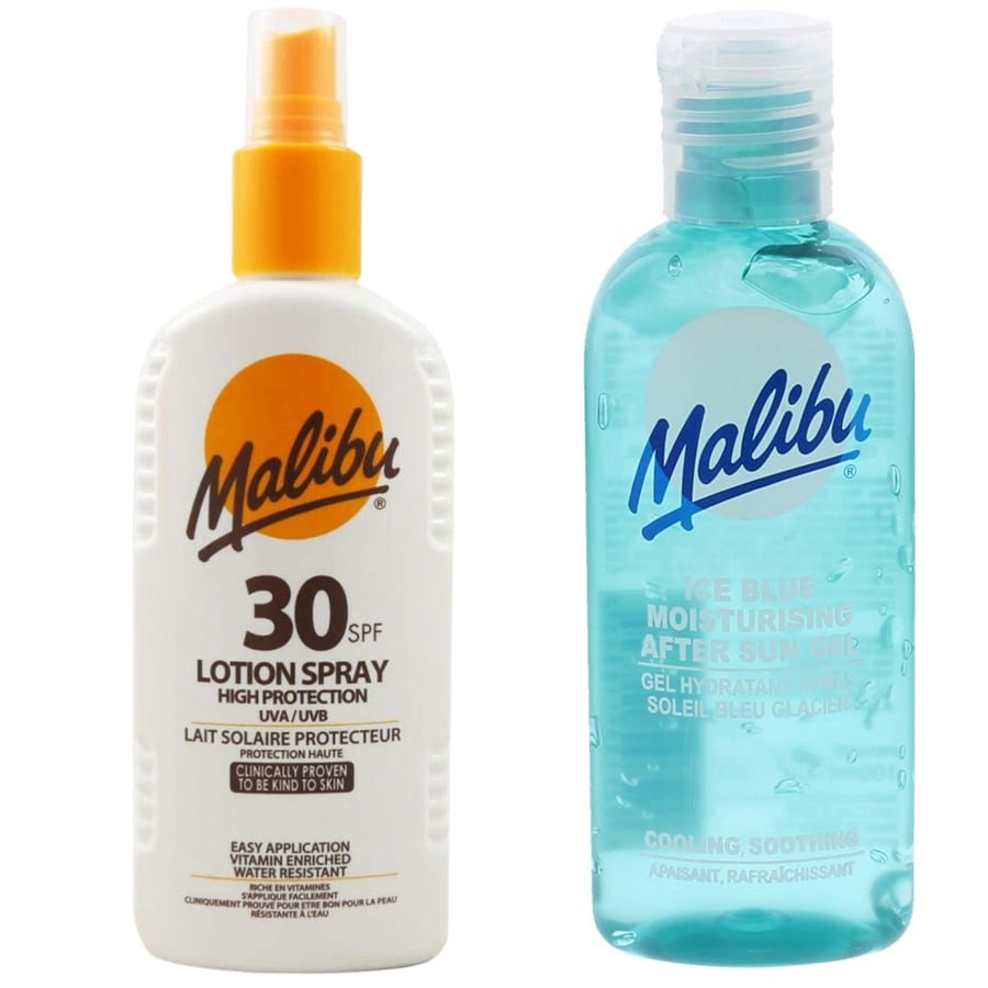 

Водостойкий спрей Malibu SPF30 200 мл + Гель после загара 100 мл