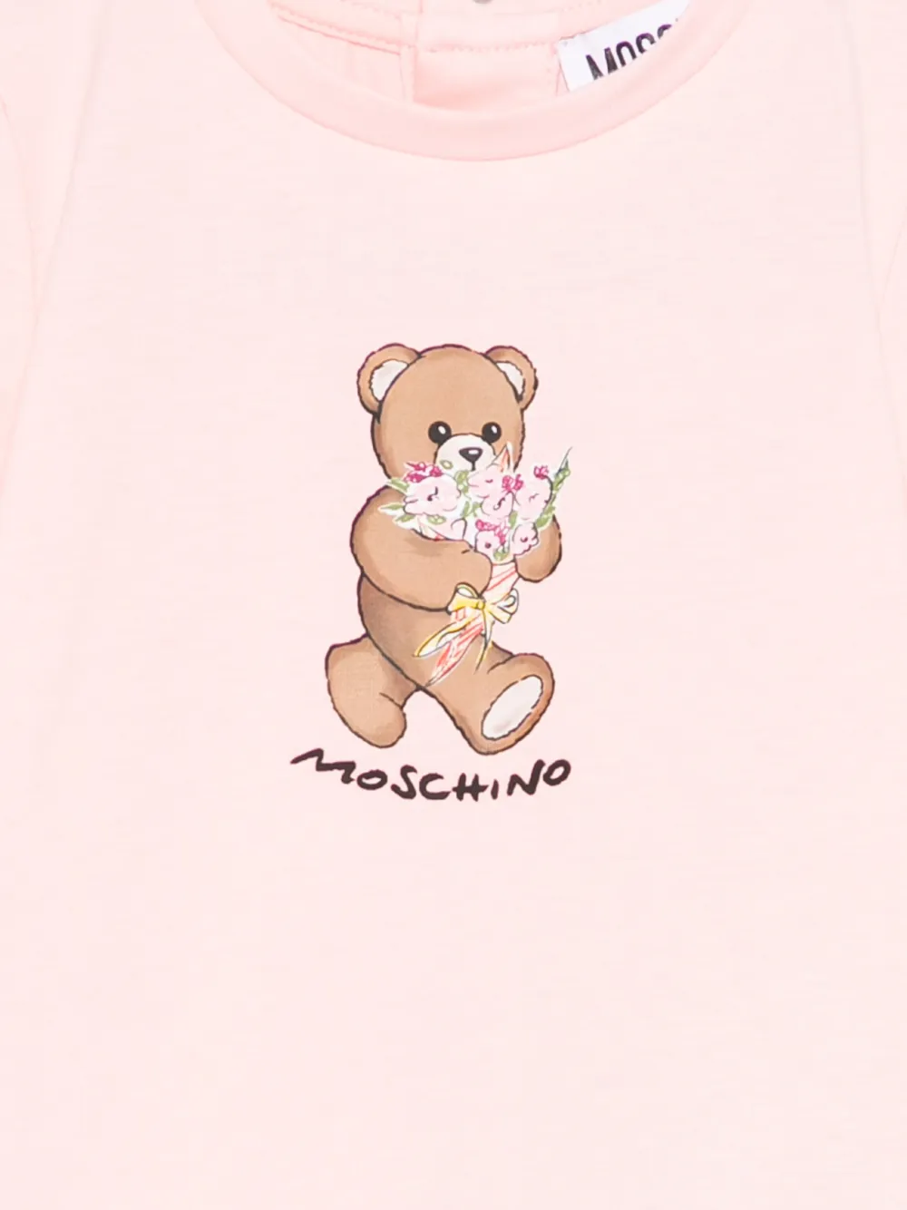 Футболка с принтом медведя Moschino Kids, розовый — фото 3