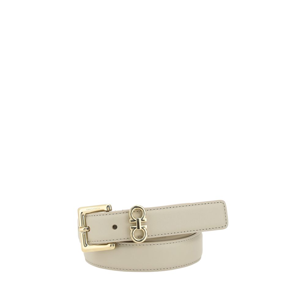 

Ремень с двойной пряжкой-крючком Ferragamo, кремовый