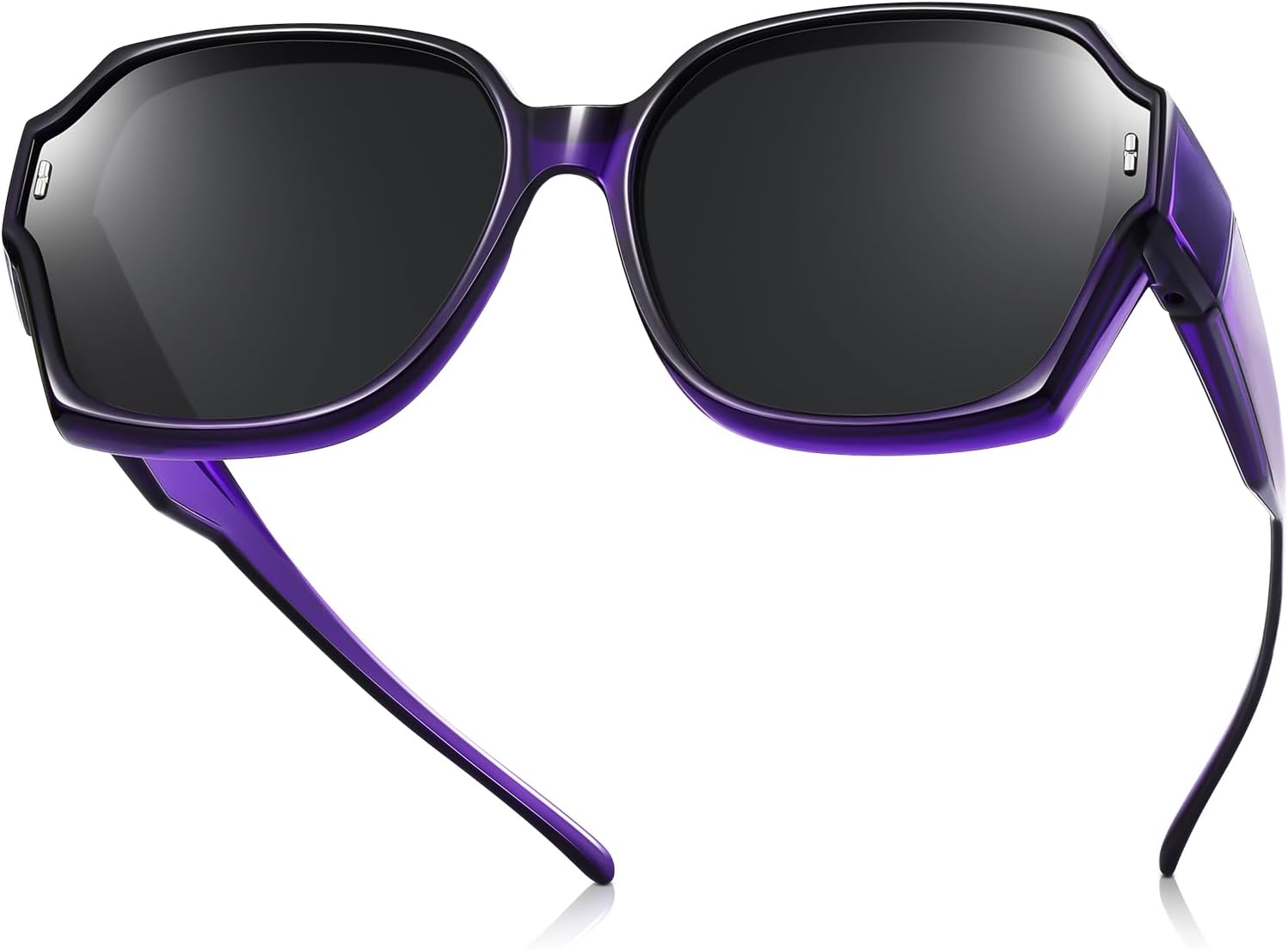 

Поляризованные солнцезащитные очки Br'Guras, надеваемые поверх обычных очков, для женщин и мужчин, модные квадратные, легкие (прозрачно-фиолетовые, черные), A2-transparent Purple