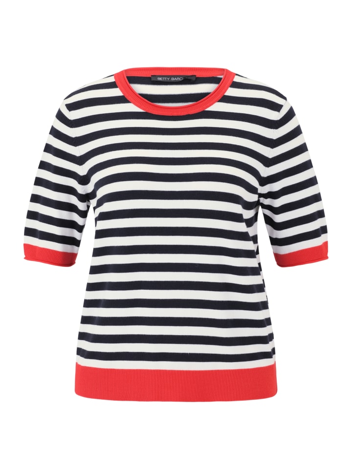

Betty Barclay Простой полосатый свитер с нашивками темно-синего/красного цвета