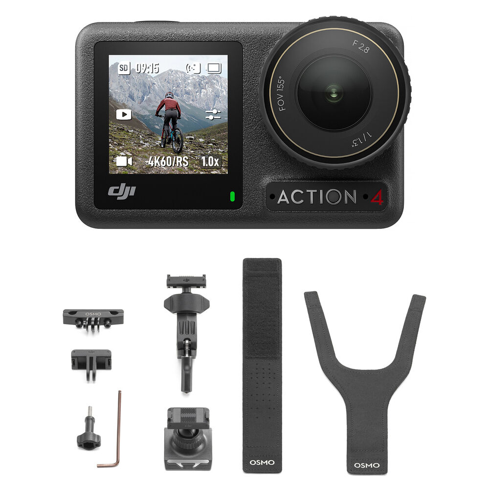 

Стандартный комплект камеры DJI Osmo Action 4 с комплектом аксессуаров для велоспорта