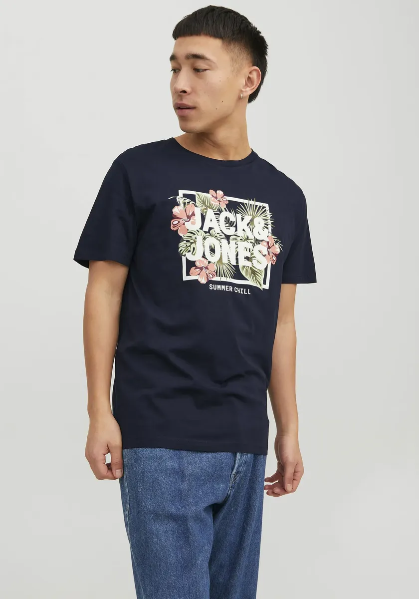 

Рубашка Jack & Jones с круглым вырезом "JJBECS SHAPE TEE SS CREW NECK", синий