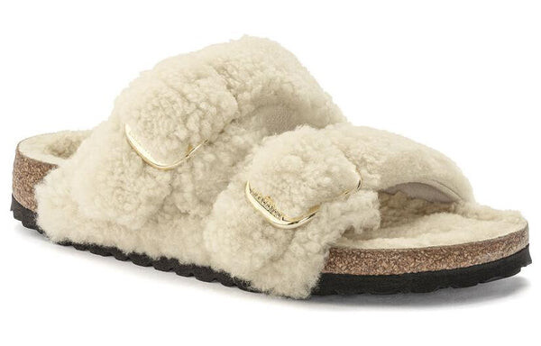 Тапочки arizona big buckle shearling narrow fit 'teddy eggshell' Birkenstock, белый — фото 2