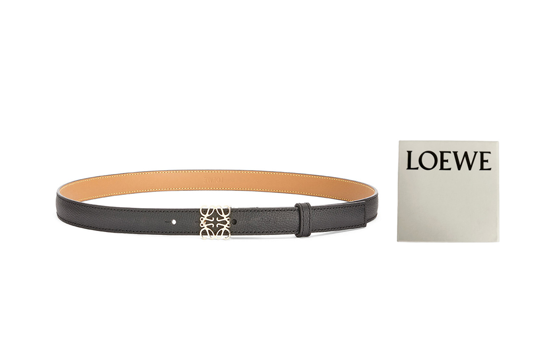 Кожаный ремень из коровьей кожи мужской черный 2 см LOEWE — фото 2
