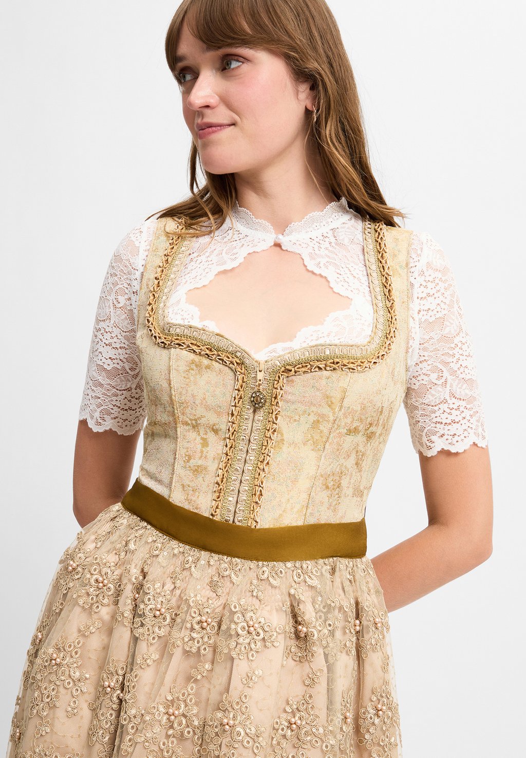 

Широкая юбка в сборку Krüger Dirndl, бежевый