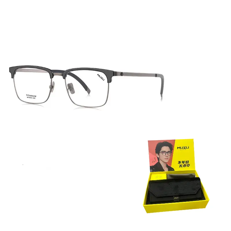 

MUZU Титановые очки в стиле бровей унисекс, Versatile Black | Gunmetal-C22