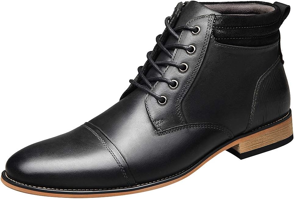 

Мужские винтажные кожаные ботинки Jamron с шнуровкой и молнией, формальная обувь, черный