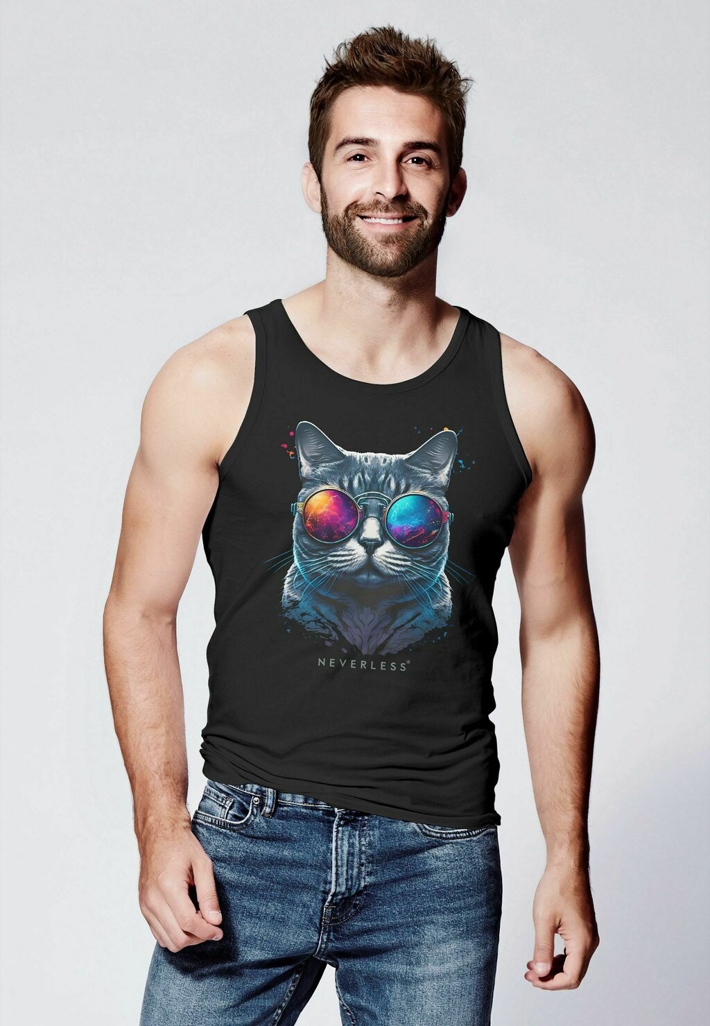 

Топ TANK- AUFDRUCK KATZE CAT SOMMER STYLE FASHION STREETST Neverless, черный