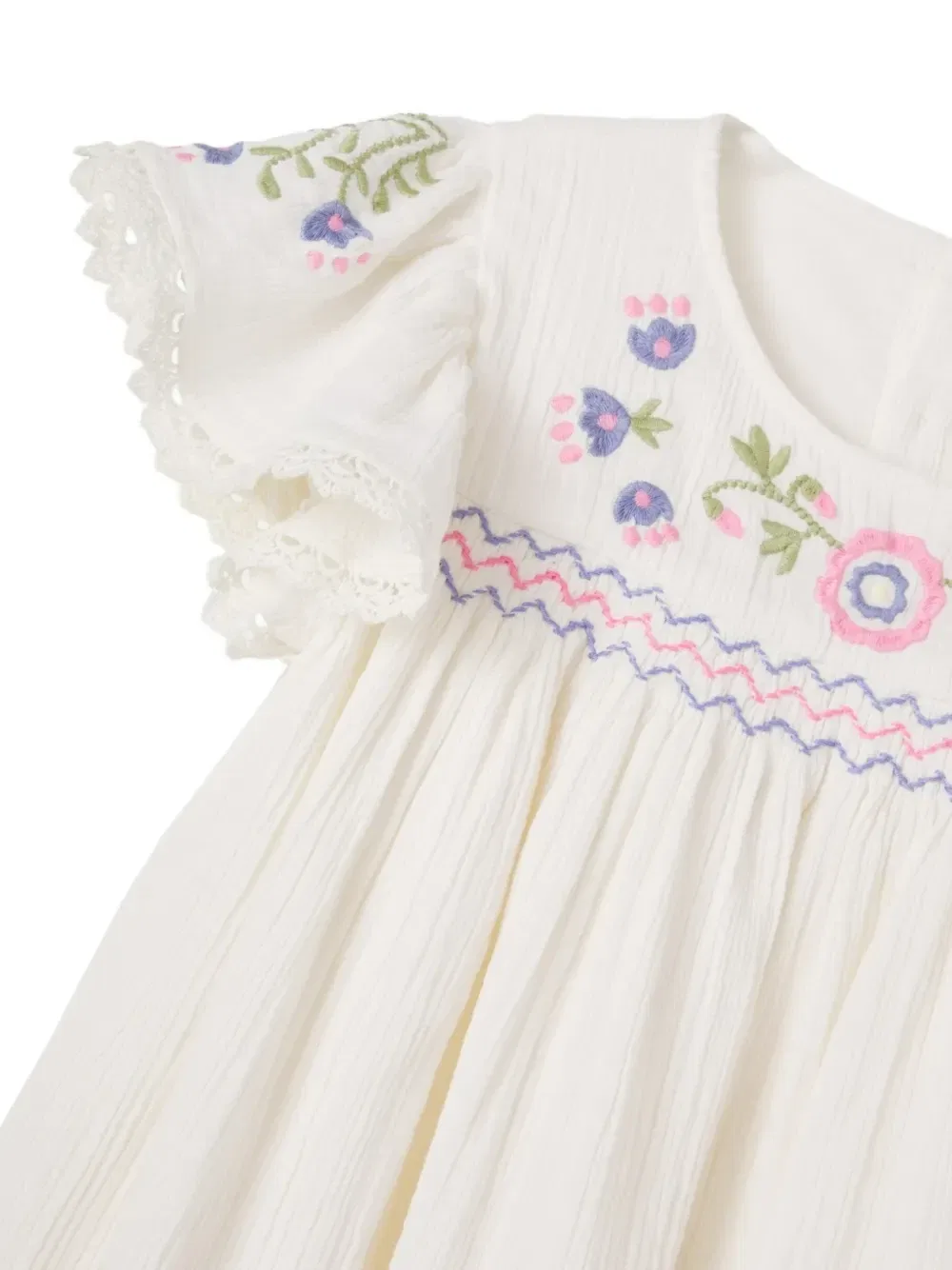 Платье с цветочной вышивкой Ana Louise Misha Kids, бежевый — фото 3
