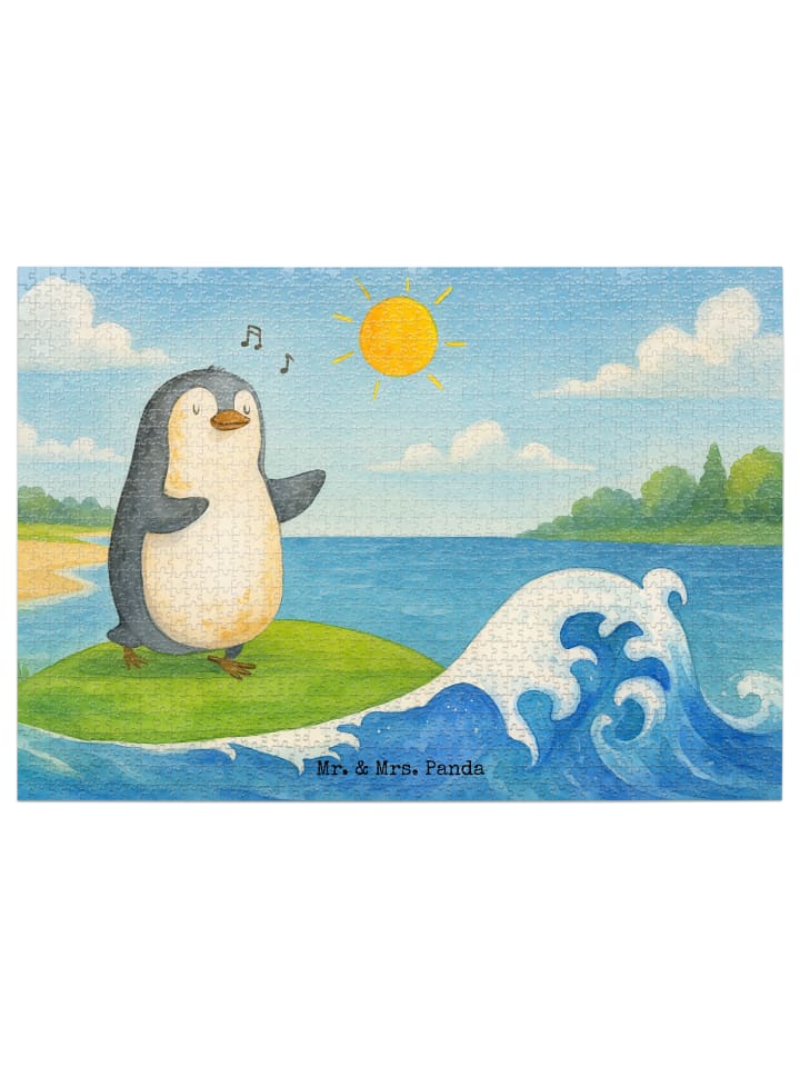 

Mr. & Mrs. Panda Дизайн пингвина-серфингиста в виде головоломки, без надписей белым цветом