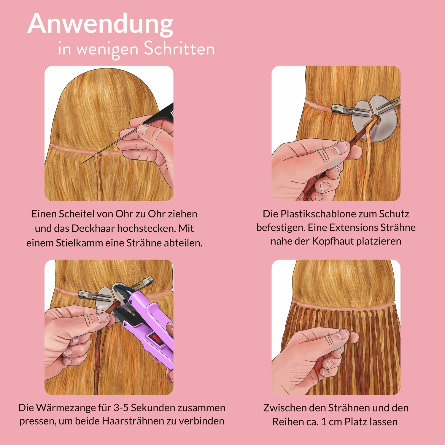 Накладные волосы bonding extensions echthaar #5/0 hellbraun 1g Hair2Heart, 60cm, количество 25 шт. — фото 4