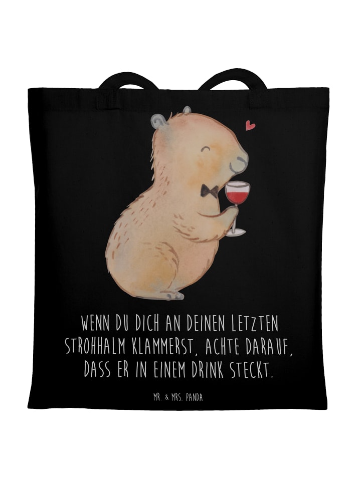 

Mr. & Mrs. Panda Джутовая сумка Capybara с надписью, черная