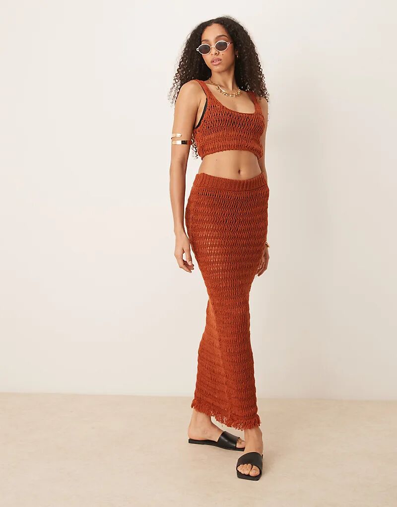 

Пляжная трикотажная юбка макси ASOS DESIGN цвета ржавчины