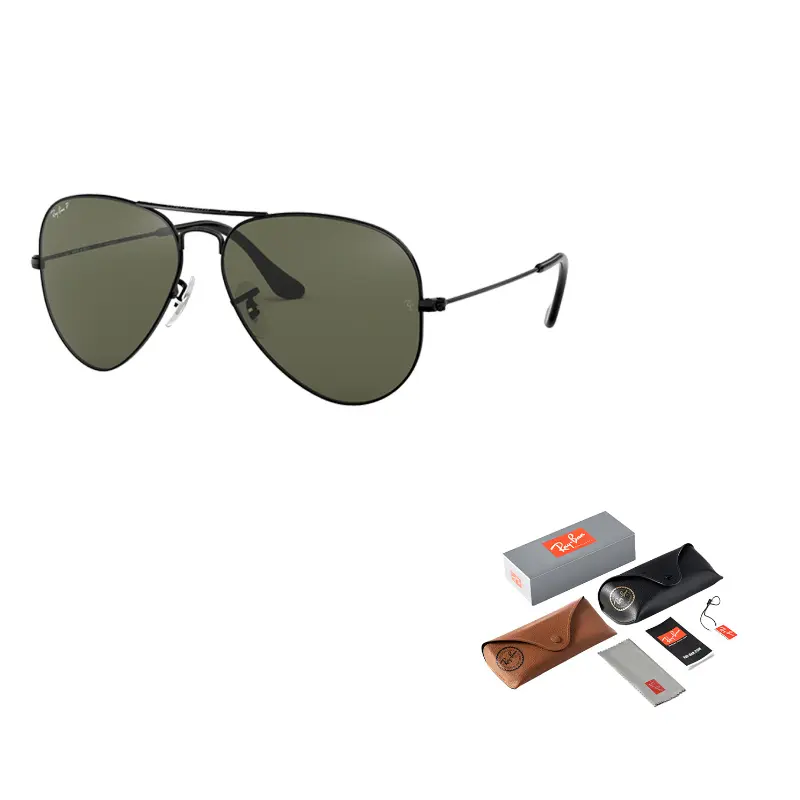 

RayBan Авиаторские солнцезащитные очки унисекс, Black Frame Green Lens