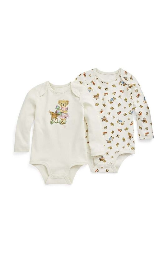 

2 комплекта хлопкового боди для новорожденных и малышей Polo Ralph Lauren, бежевый
