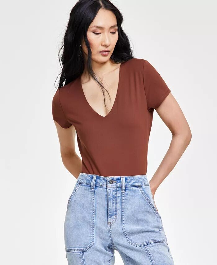 

Женское боди с V-образным вырезом I.N.C. International Concepts, коричневый