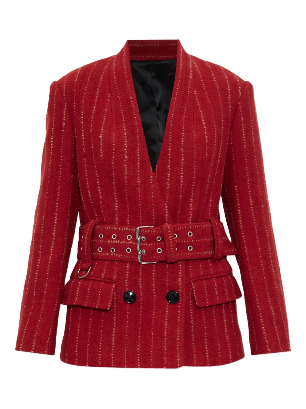 

Жакет в полоску с поясом ISABEL MARANT, красный