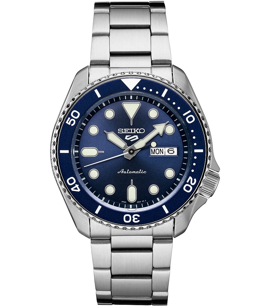 

Seiko Мужские спортивные автоматические часы Seiko 5 с браслетом из нержавеющей стали, серебро