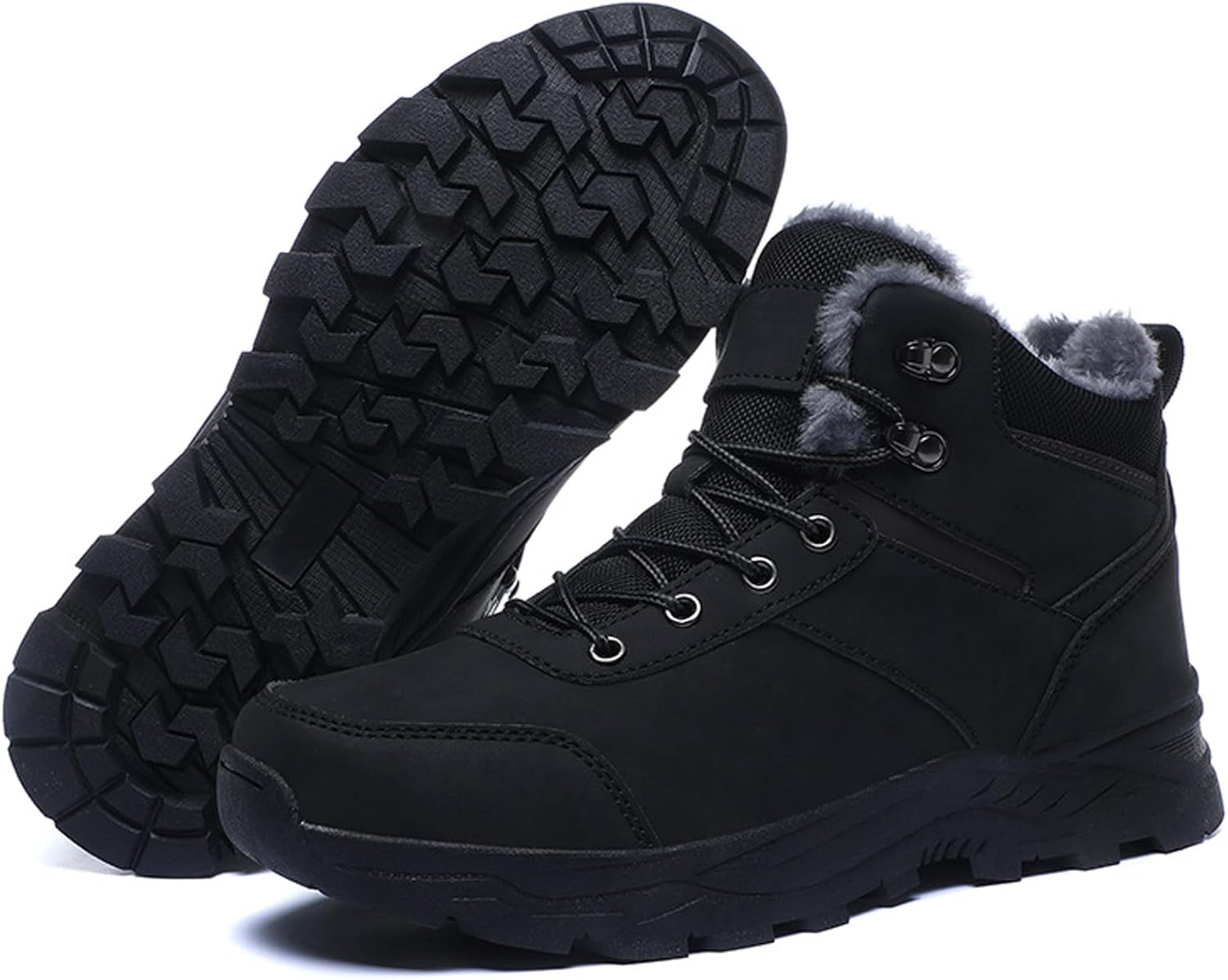 

Мужские зимние ботинки TZNBGGE с утеплителем из меха, нескользящие, уличные, комфортные для ходьбы и походов, черный
