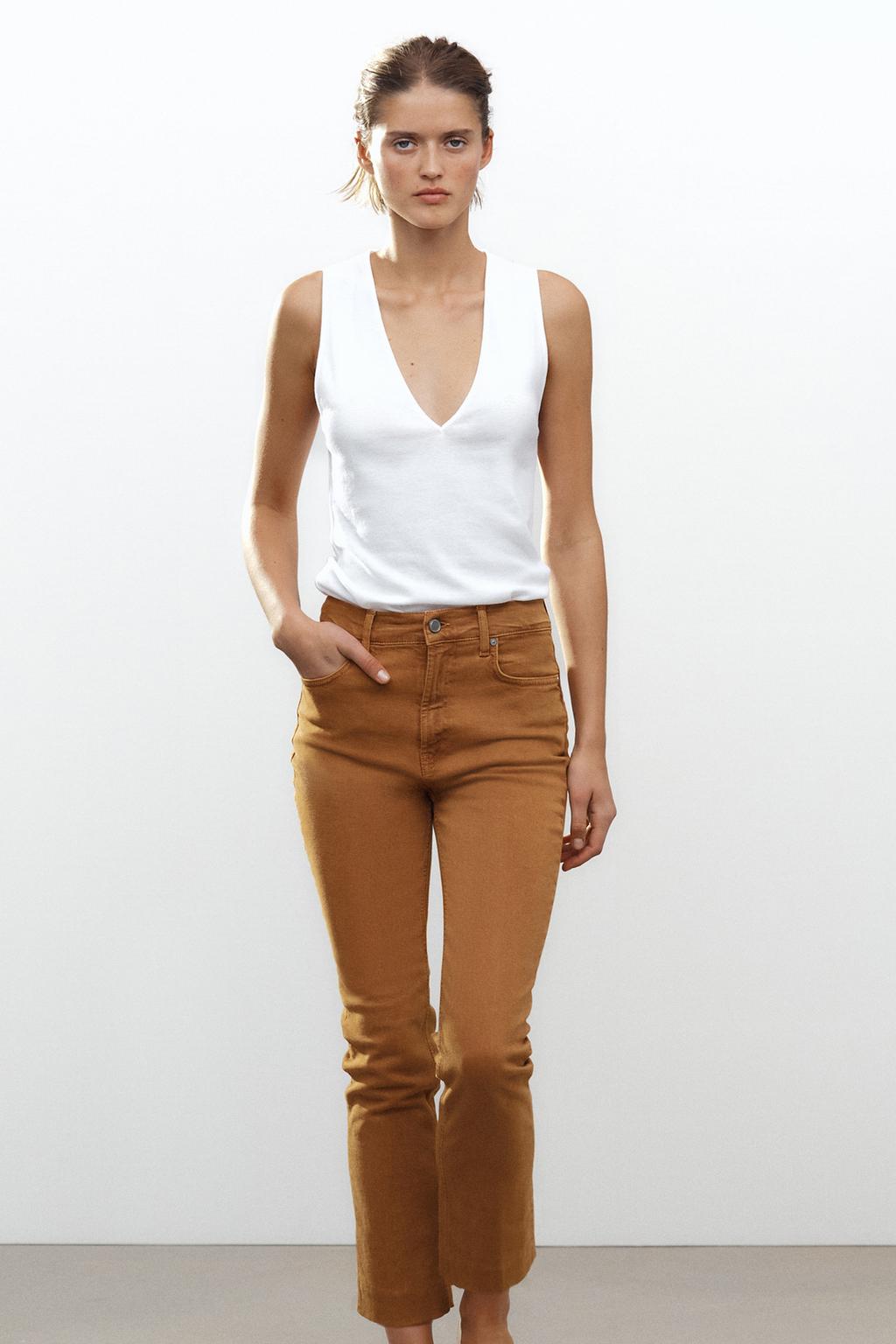 

Укороченные джинсы с высокой талией ZARA, цвет Caramel