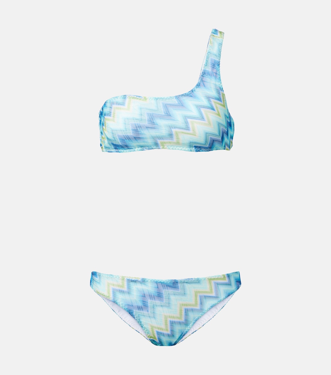 

Бикини с асимметричным верхом Zigzag Missoni, Blue and green micro chevron