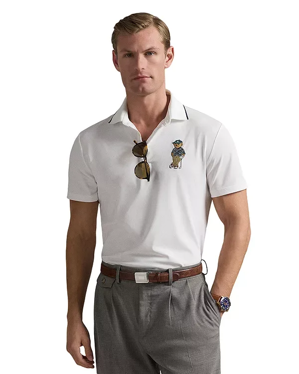 Рубашка-Поло с приталенным кроем "медведь" Polo Ralph Lauren, White