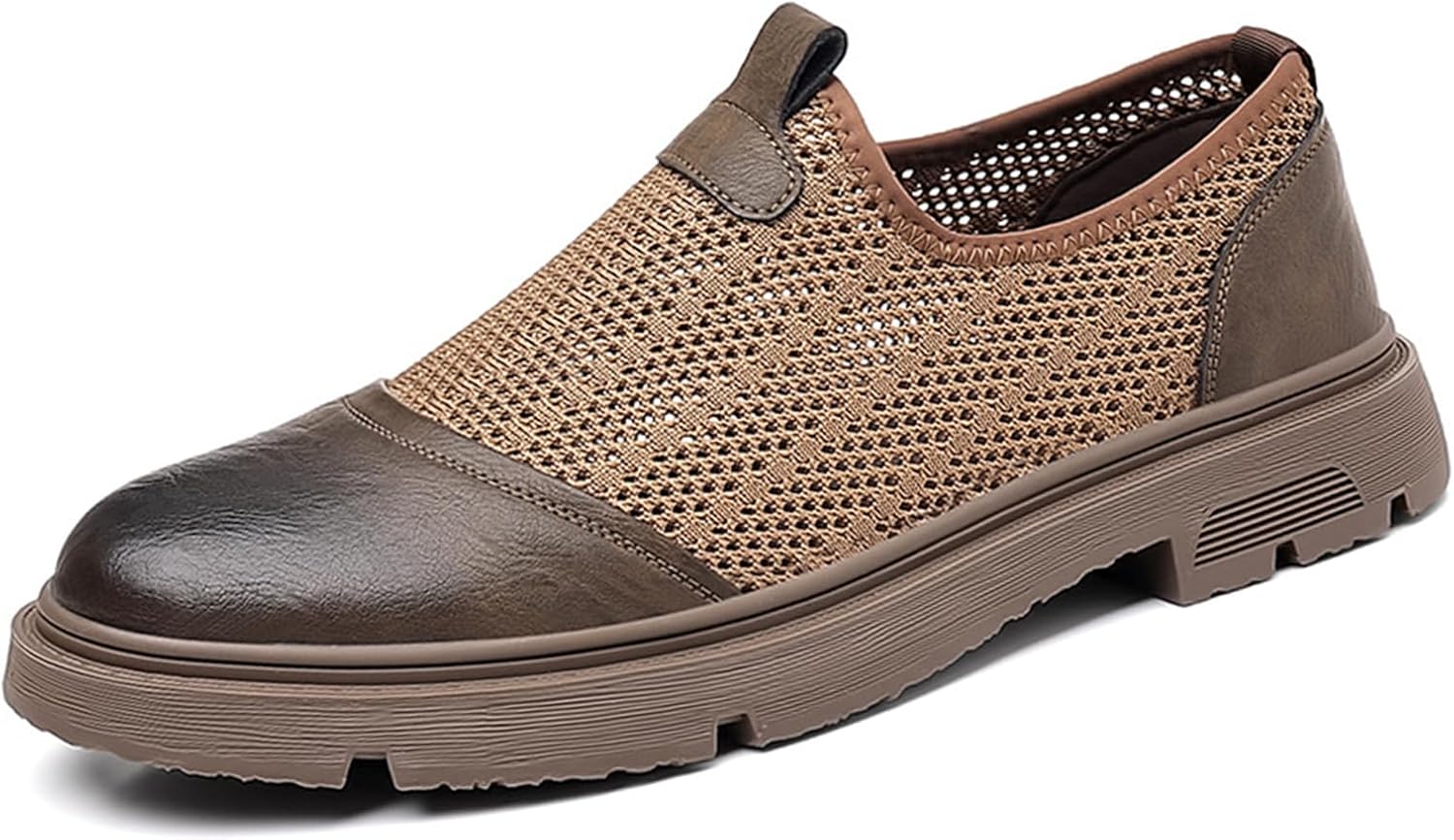 

Мужские легкие кроссовки для прогулок с мягкой подошвой, дышащие сетчатые повседневные обувь с перфорацией, летние легкие слипоны с протекторной подошвой, противоскользящая обувь для вождения Etoryoox, хаки