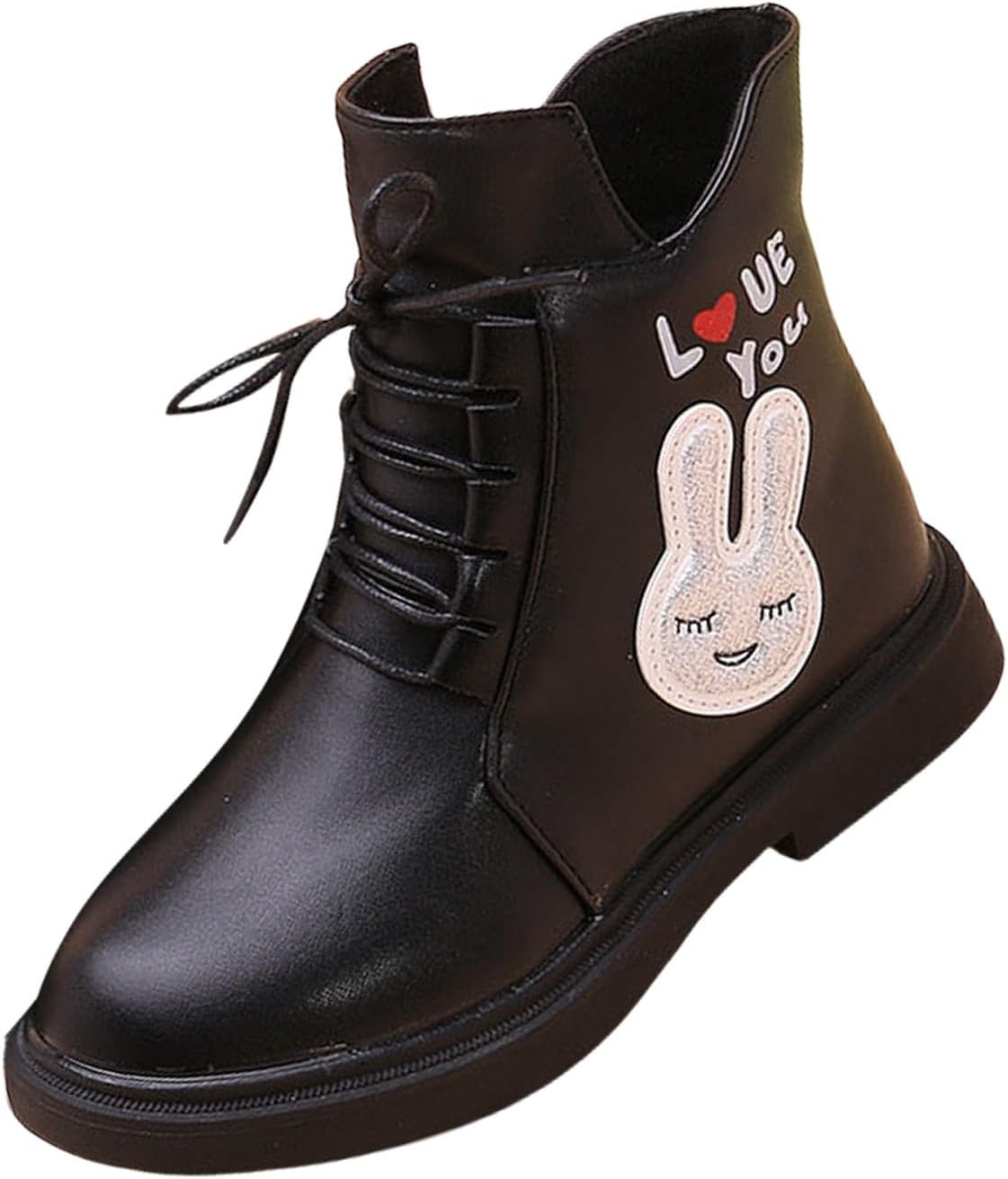 

Детские ботинки с мультяшным принтом и меховой подкладкой, на молнии сбоку, с заостренным носком, ботинки-боевики, зимние теплые сапожки для девочек Generic, Black