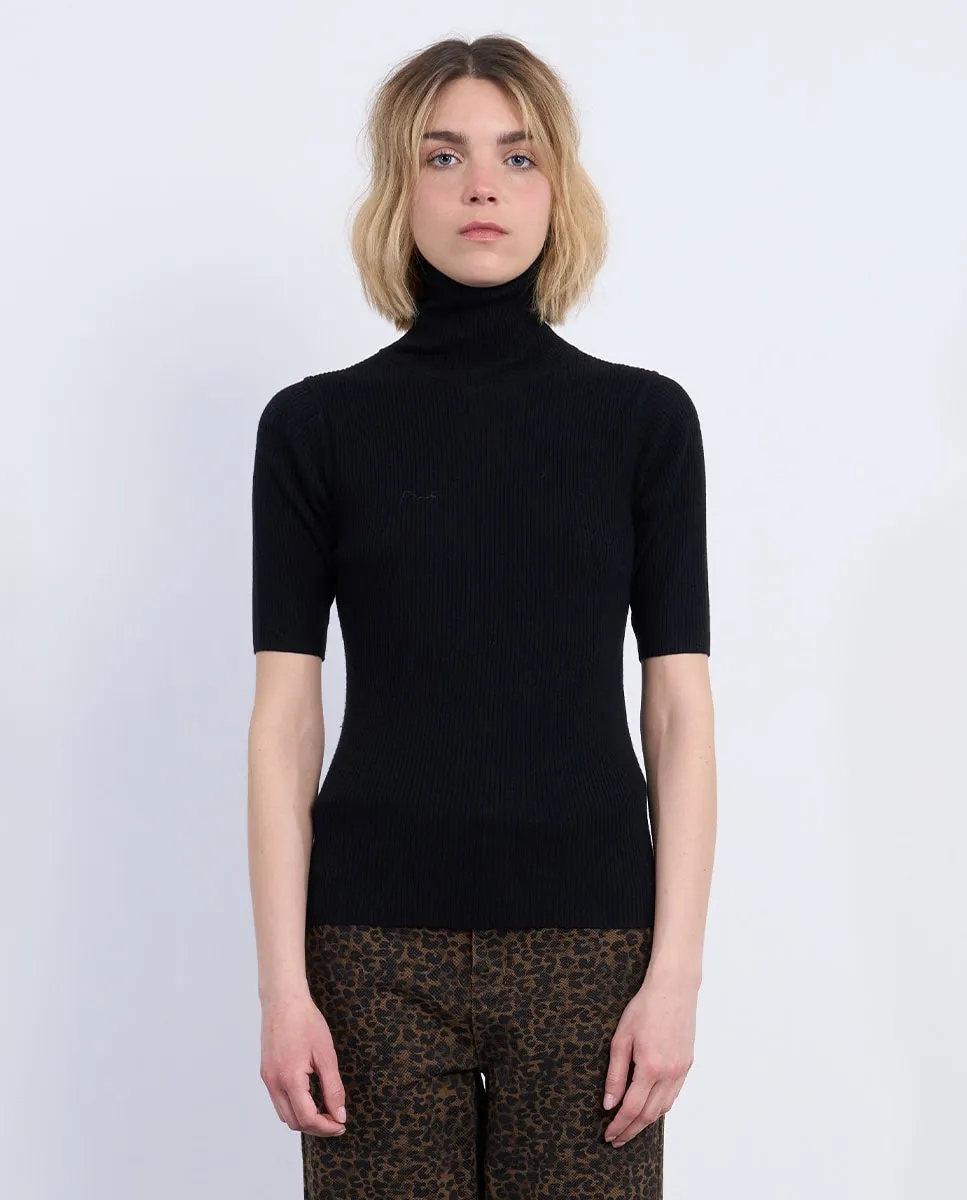 

Женский джемпер с коротким рукавом и высоким воротником Lili Sidonio, черный