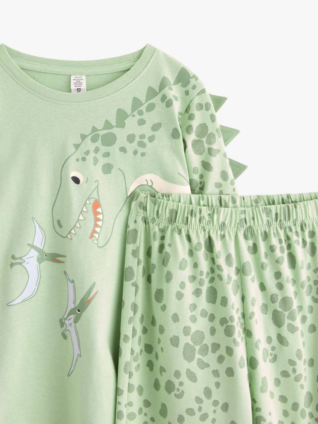 Детский пижамный набор из хлопка с динозаврами Thread Baby Lindex, Light Dusty Green — фото 3