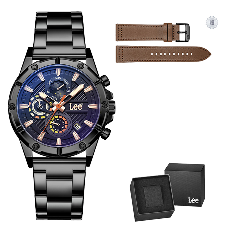 

Lee Часы Wrist Watch Quartz Movement Steel Strap Black Dial Men's Watch Node Holiday Classic Box
