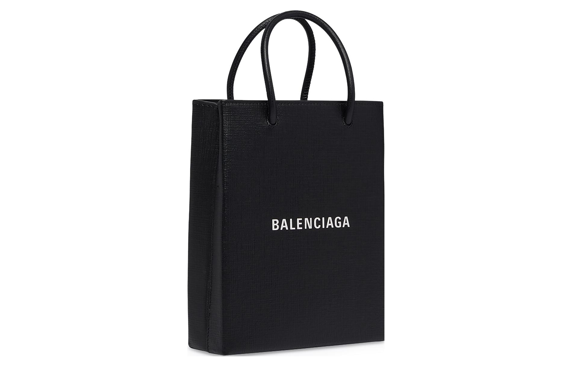 Квадратная Кожаная Сумка-Тот, Шоппер, Женская Сумка Тубэс Бренд Balenciaga Черный — фото 3
