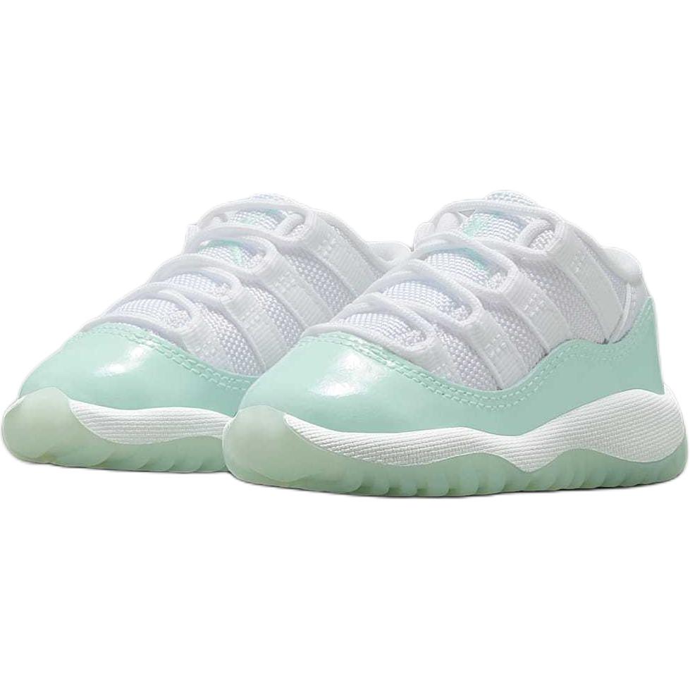 Jordan Air 11 Retro нескользящие износостойкие низкие детские ботинки white green для малышей — фото 4