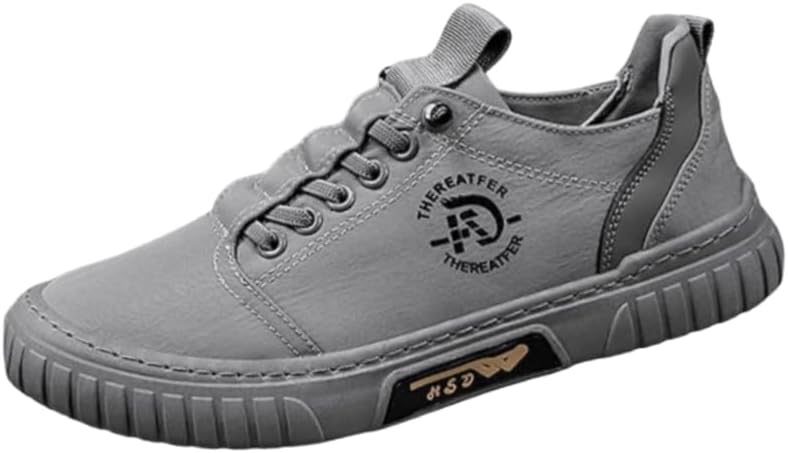 

Мужские кроссовки большого размера из холщевой ткани и искусственной кожи - удобные и стильные, пара Spkfhd, серый