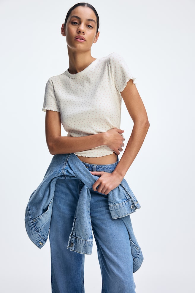 

Футболка с оверлочными деталями H&M, мультиколор