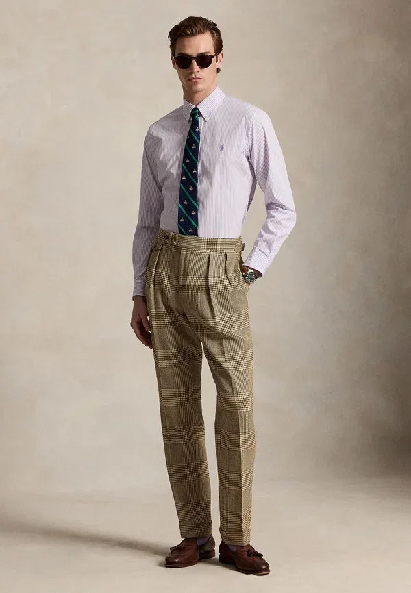 Рубашка Polo Ralph Lauren Custom Fit Striped Stretch Poplin Shirt, пудрово-фиолетовый/белый — фото 2