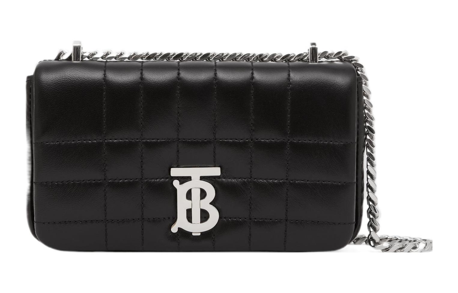 

Квилтованная кожаная мини-сумка кроссбоди Lola черного цвета с серебристой фурнитурой Burberry