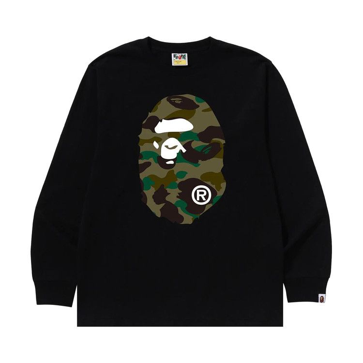 

Футболка BAPE 1st Camo Big Ape Head Long-Sleeve Tee, Black/Green