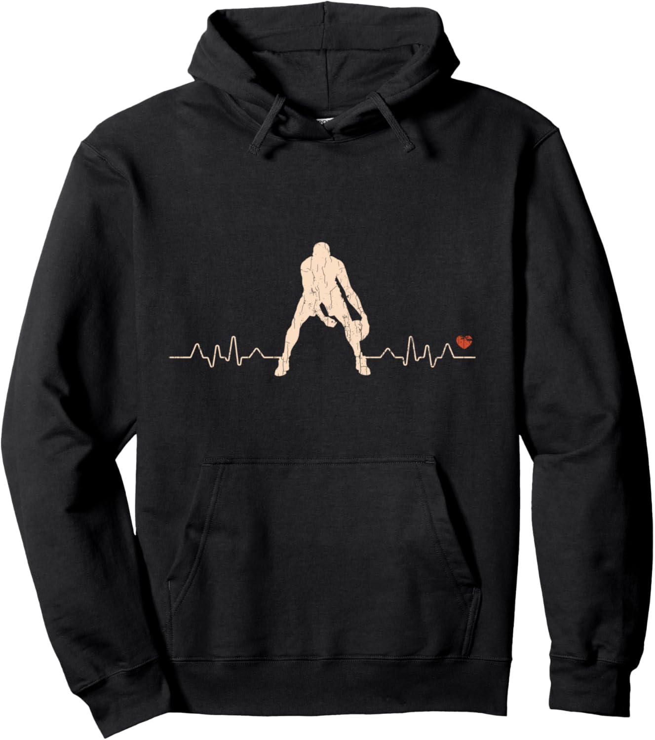 

Винтажная ретро-толстовка с принтом в виде сердцебиения баскетболиста Basketball Gifts And More, черный