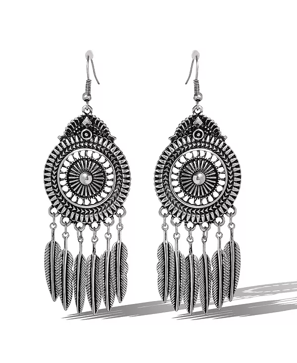 

Крупные серьги-подвески в стиле бохо из старинного серебра Jessica Simpson, silver