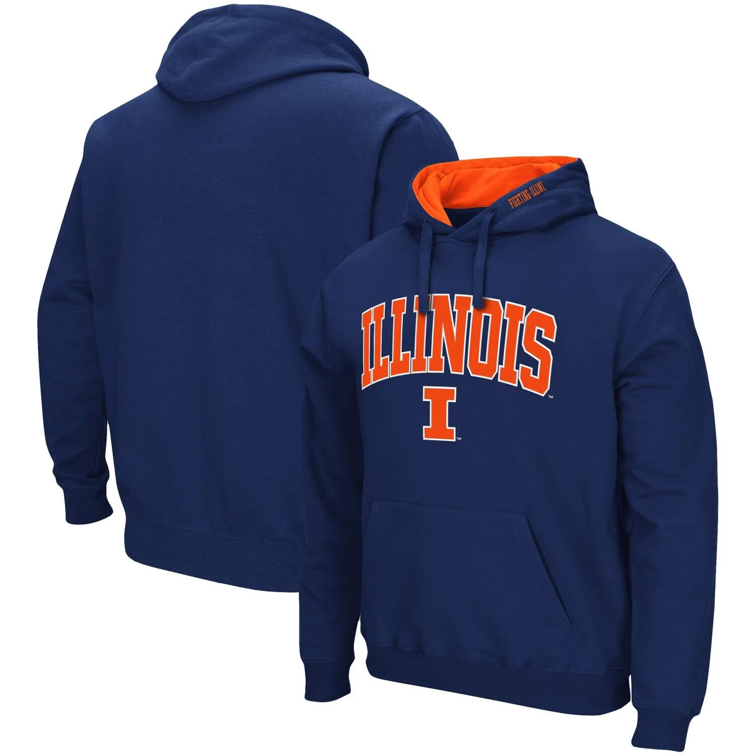 

Мужской темно-синий пуловер с капюшоном Illinois Fighting Illini Arch & Logo 3.0 Colosseum
