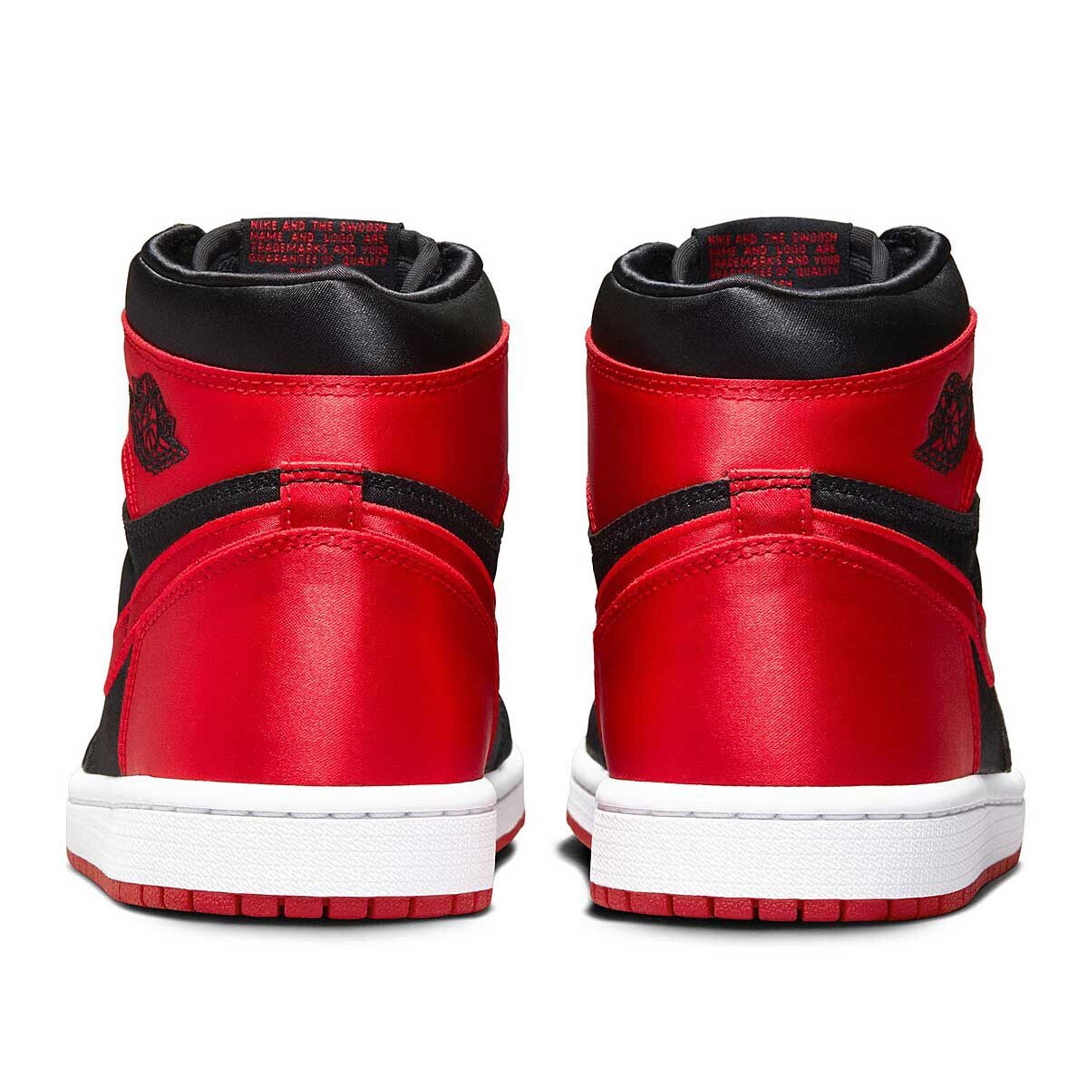 Кроссовки WMNS AIR JORDAN 1 RETRO HI OG SATIN BRED Jordan, цвет Schwarz/Rot/Weiß — фото 3