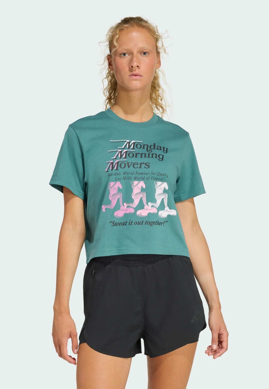 

Спортивная футболка Adidas Performance LESMILLS MOVERS GRAPHIC , Preloved Teal/Teal